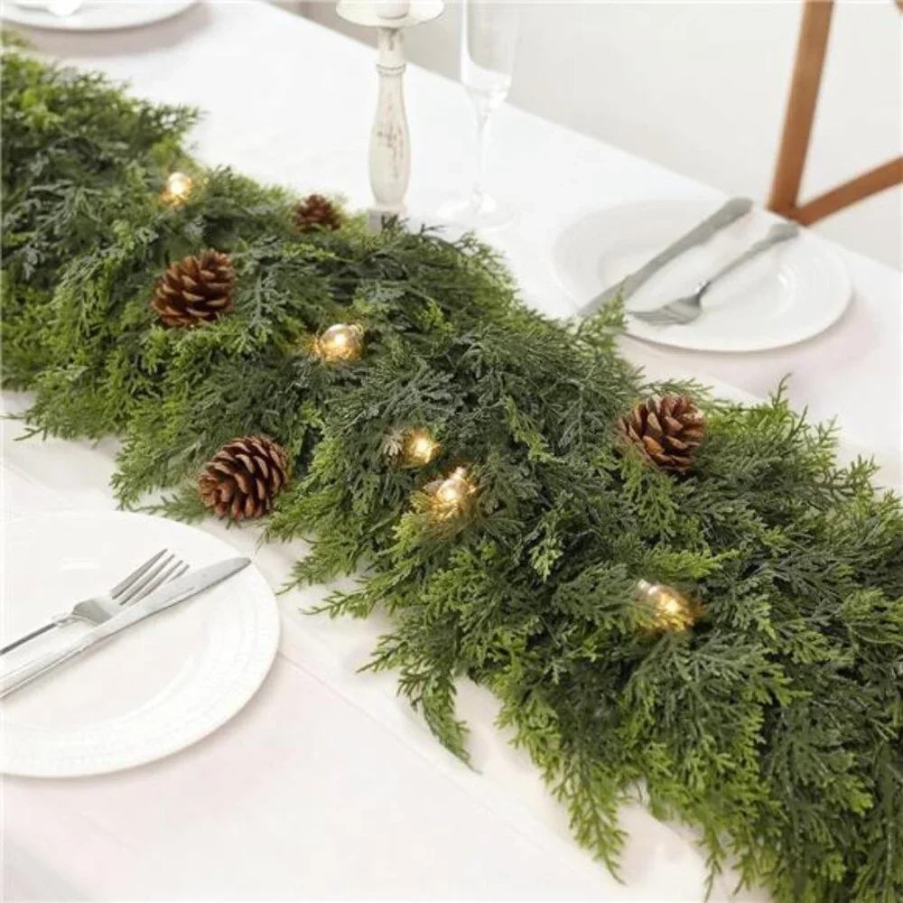 9FT Real Touch Christmas Cedar Garland - 1PCS, Artificial Pine Needles Garlands